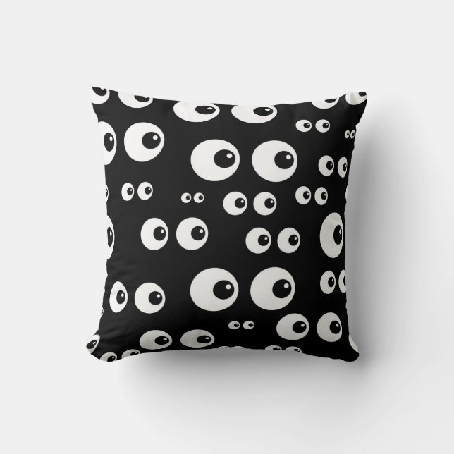 Black Funny Seamless Eyes Seeing Halloween Spooky Cushion (Front)