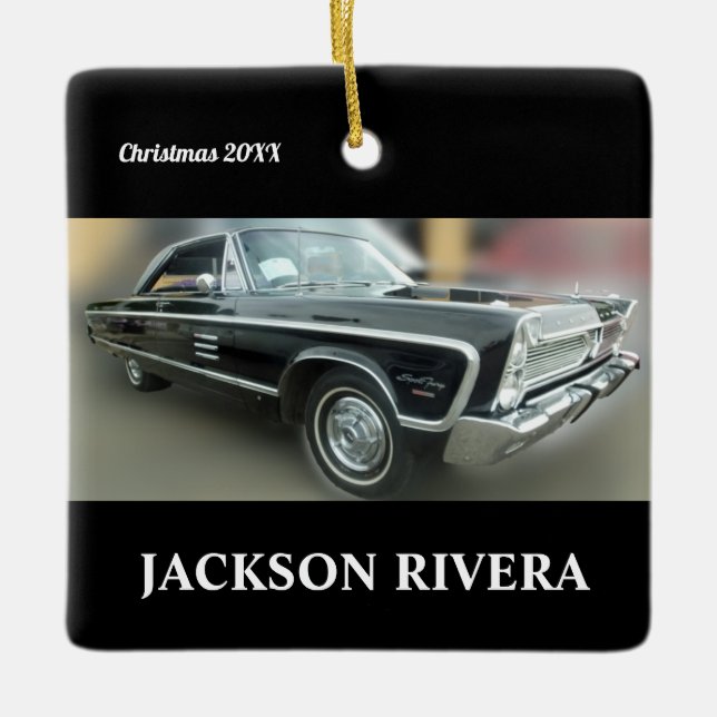 Black Fury Classic Car  Ceramic Ornament (Front)