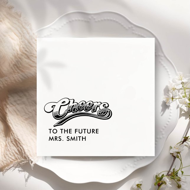 Black Future Mrs Modern Bridal Shower Napkin (Creator Uploaded)