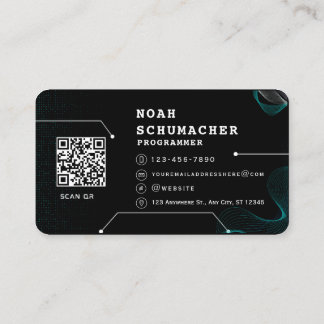 Black Futuristic Modern Programmer Business Card