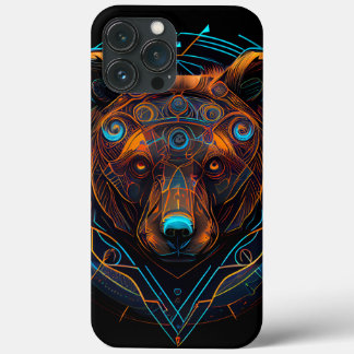 Black Futuristic Neon Bear iPhone 13 Pro Max Case