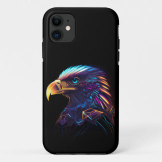 Black Futuristic Neon Eagle iPhone 11 Case