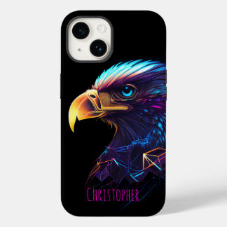 Black Futuristic Neon Eagle Case-Mate iPhone 14 Case