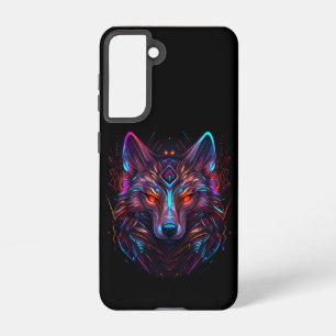 Black Futuristic Neon Wolf Samsung Galaxy Case