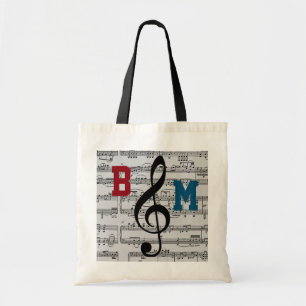 black G clef musical notes Tote Bag