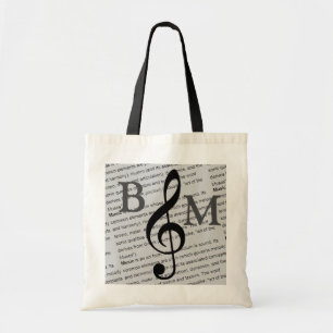 black G clef with definition of music personalised Tote Bag