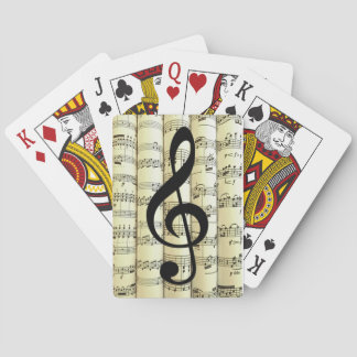 Black G Cleff Rolled Sheet Music Background Playing Cards