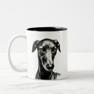 Black Galgo illustration for Dog Lovers Two-Tone Coffee Mug