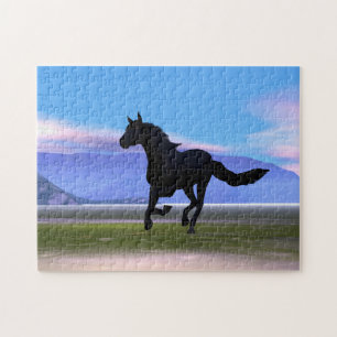 Black Galloping Horse Jigsaw Puzzle
