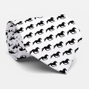 Black Galloping Horse   White Tie
