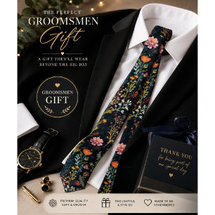 black Garden Flowers Wildflower Spring Meadow Tie