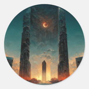 Black Gate Fantasy Sci-Fi Art Classic Round Sticker
