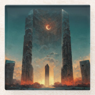Black Gate Fantasy Sci-Fi Art Glass Coaster