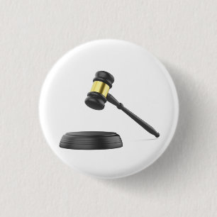 Black gavel 3 cm round badge