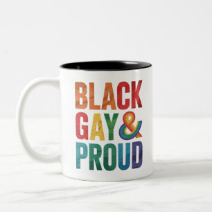 Black Gay and Proud LGBTQ Black Queers Two-Tone Coffee Mug