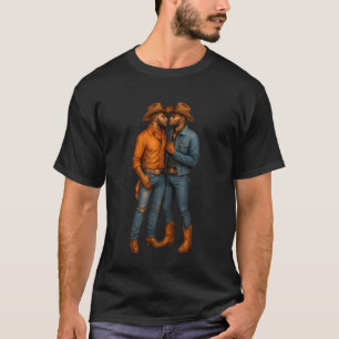 Black Gay Cowboy Gay Couple LGBTQ+ Western Couple T-Shirt