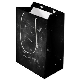 Black Gemini Zodiac Cosmic Astrology Horoscope Medium Gift Bag