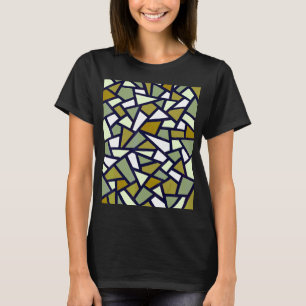 Black Geometric Abstract Pattern Camouflage Green T-Shirt