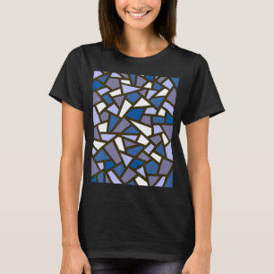 Black Geometric Abstract Pattern Lilac Dark Blue W T-Shirt