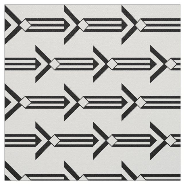 Black Geometric Arrows on White Fabric (Swatch)