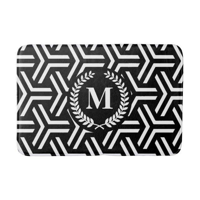 Black Geometric Bath Mat (Front)