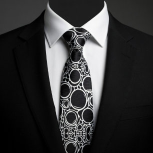 Black Geometric Circles Tie