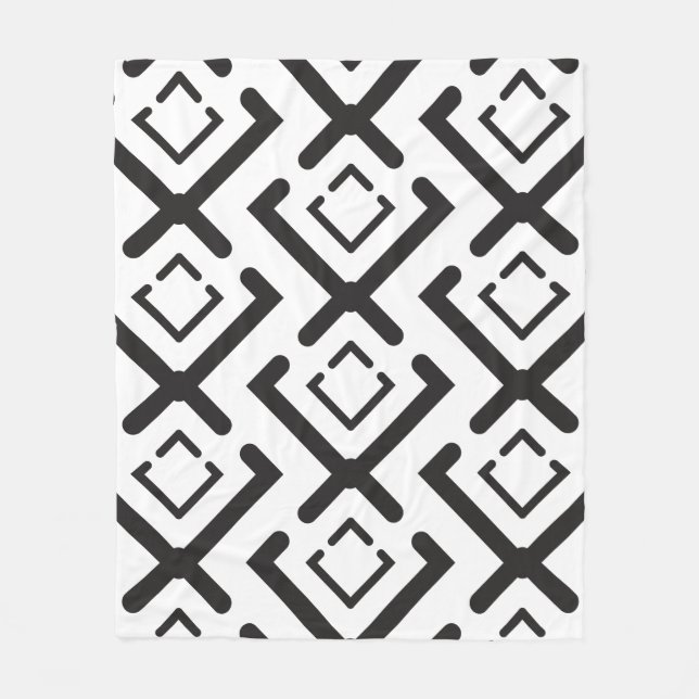 Black Geometric Concentric Diamond Shape pattern Fleece Blanket