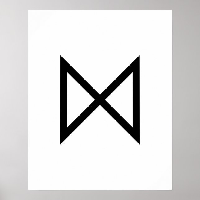 Black Geometric Dagaz (Day) Viking Rune Poster (Front)