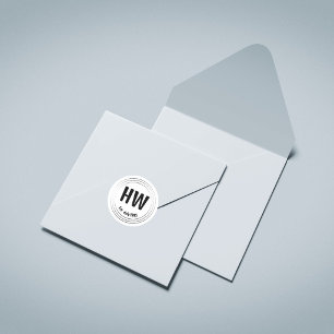 Black Geometric Dashes Circles Motif Classic Round Sticker