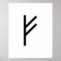 Black Geometric Fehu (Prosperity) Viking Rune
