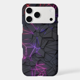 Black Geometric Fractal with Neon Lights Phone Cas