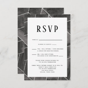 Black Geometric Gala RSVP Card