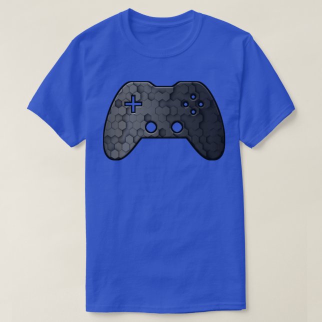 Black Geometric Gaming Gamer Abstract Gamepad Cont T-Shirt (Design Front)
