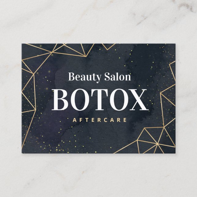 Black Geometric Gold Botox Aftercare Business Card (Front)