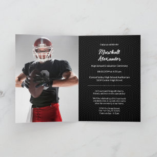 Black Geometric Graduation Photo Invitation