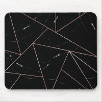 Black Geometric Marble Triangles Gold Outline