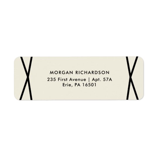 Black Geometric on Ecru Return Address Label