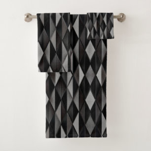 Black Geometric Pattern   Bath Towel Set