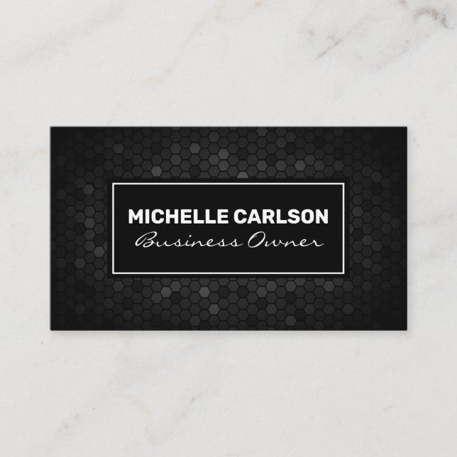 Black Geometric Pattern Business Card (Front)