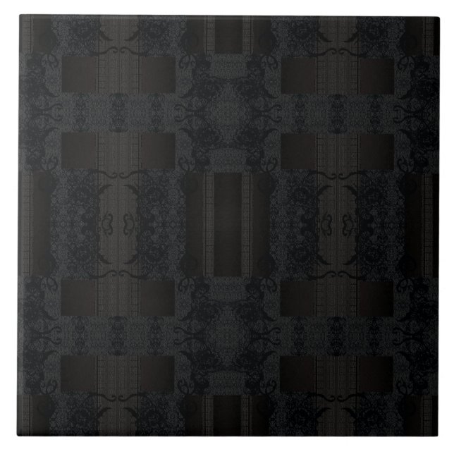 Black Geometric Pattern – Modern Minimalist Design Tile (Front)