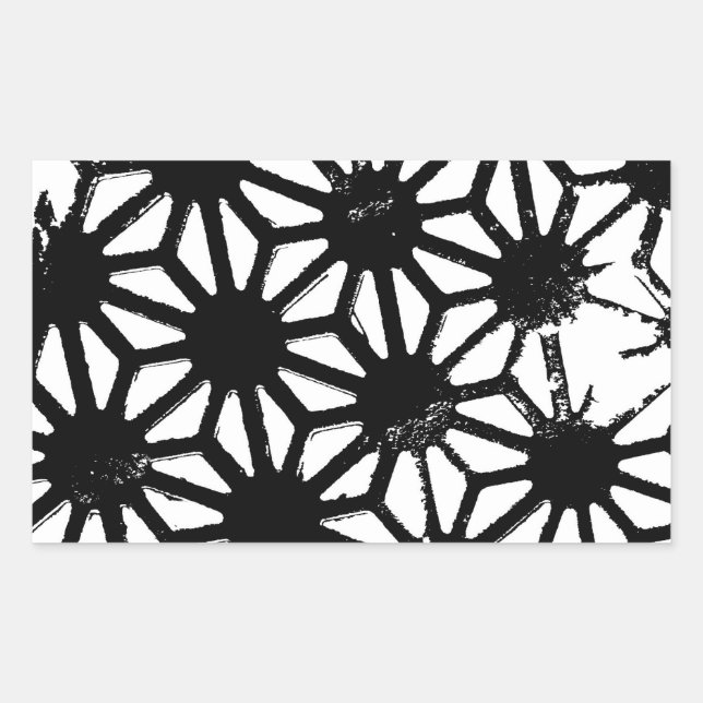 Black geometric pattern rectangular sticker (Front)