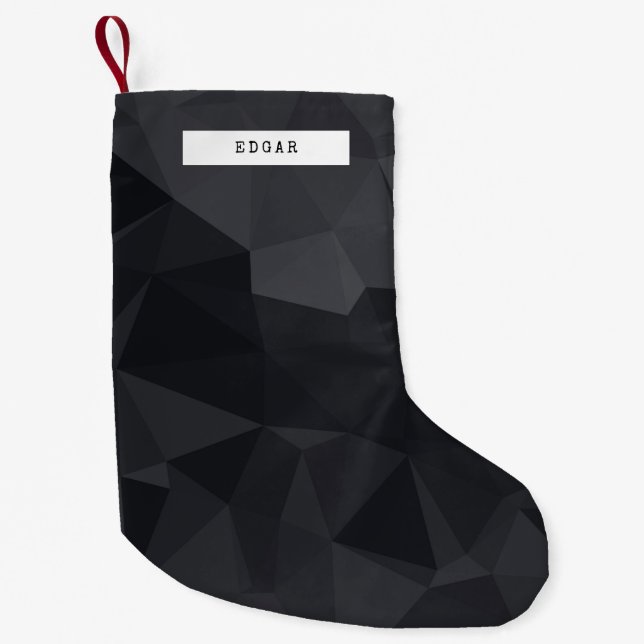 Black geometric pattern small christmas stocking (Front)