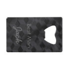 Black Geometric Personalised text Bottle Opener