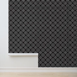 Black Geometric Retro Shape Pattern Wallpaper
