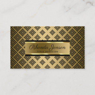 Black Geometric Shapes Gold Background Business Card
