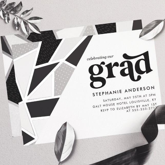 Black Geometric Silver Modern Graduation Party (Creator Uploaded)