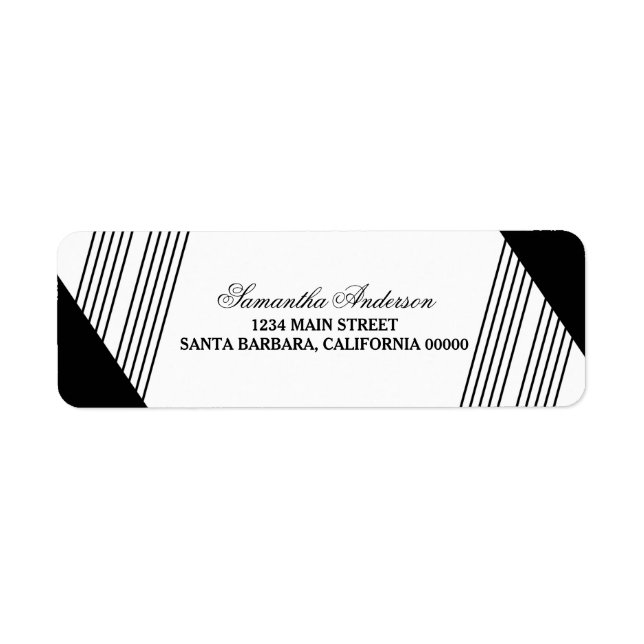 Black Geometric Stripe Address Labels (Front)