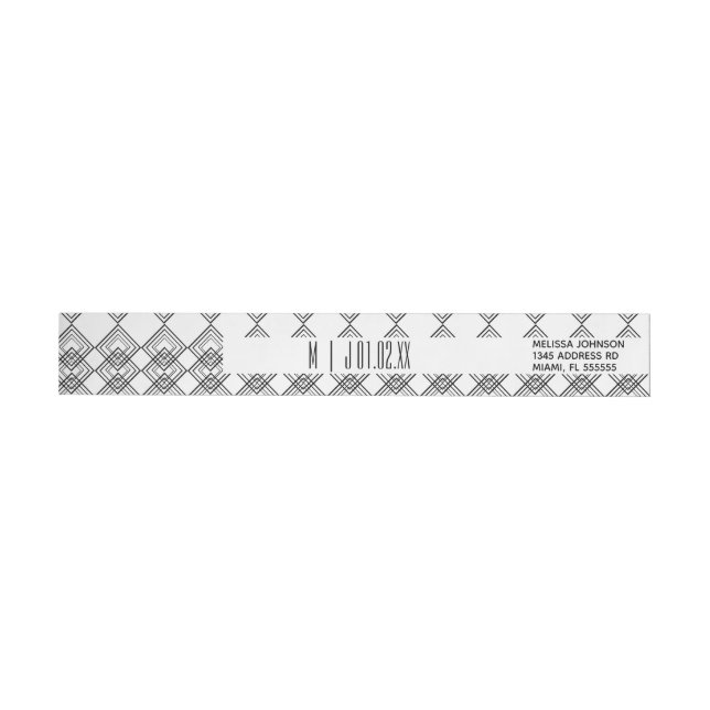 Black Geometrical Diamond Modern Wedding Logo Wrap Around Label (Individual)