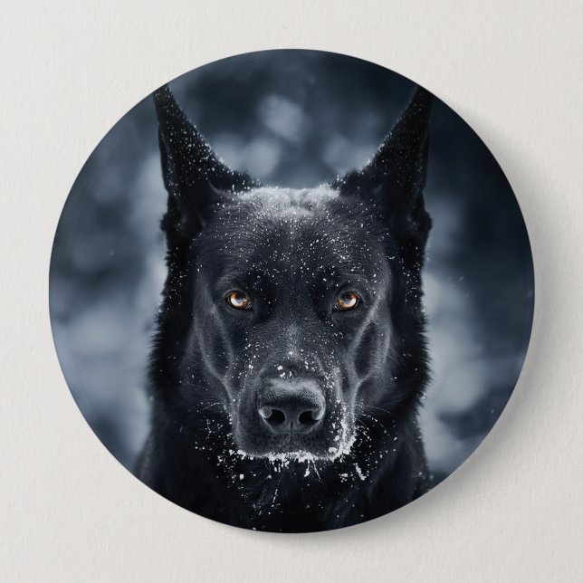 Black German Shepherd 10 Cm Round Badge (Front)