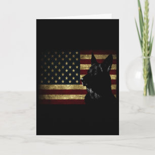 Black German Shepherd American Flag 4th July Gsd D Card
